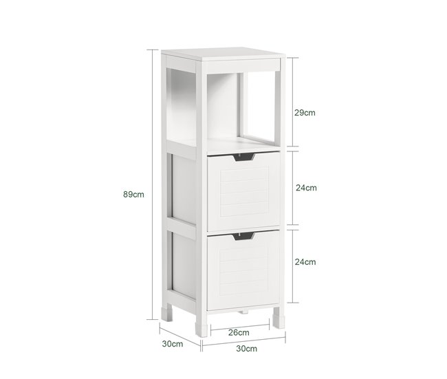 Conforama Mueble Columna de Baño Armario para Baño - 1 Estante y 2 Cajones FRG127-W SoBuy ES Outlet online