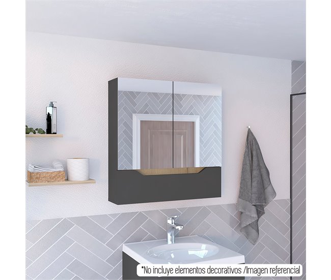 Conforama Armario de Pared para Baño Laurent con espejo Plomo / Duna Venta caliente