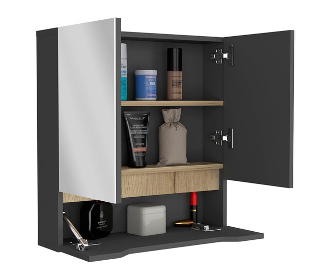 Conforama Armario de Pared para Baño Laurent con espejo Plomo / Duna Venta caliente