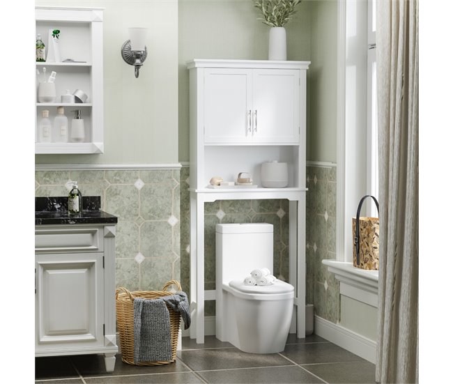 Conforama kleankin Mueble sobre Inodoro Armario Alto para Lavadora con 2 Puertas Balda Ajustable Interior y 1 Estante de Almacenaje para Baño WC Carga 30 kg Antivuelco 71x20 5x165 cm Blanco Gran oferta
