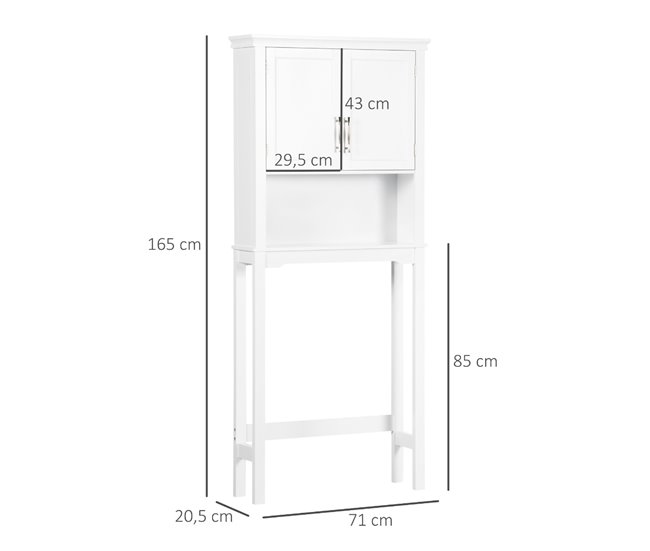 Conforama kleankin Mueble sobre Inodoro Armario Alto para Lavadora con 2 Puertas Balda Ajustable Interior y 1 Estante de Almacenaje para Baño WC Carga 30 kg Antivuelco 71x20 5x165 cm Blanco Gran oferta