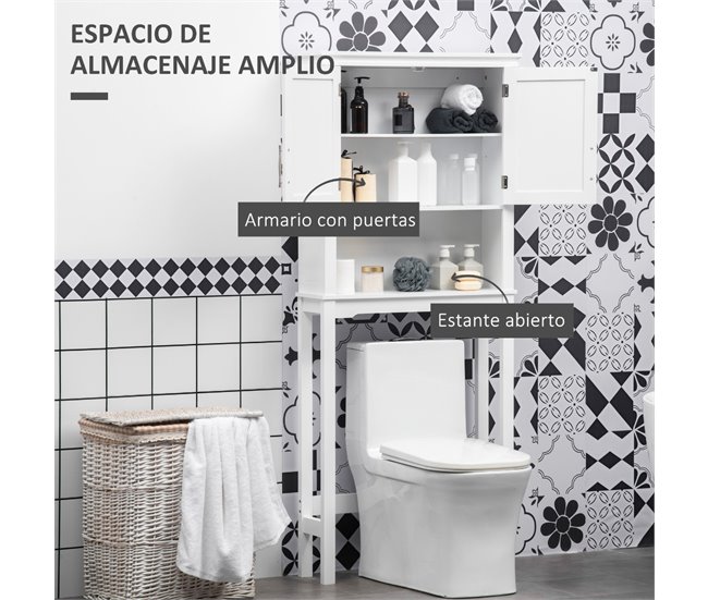 Conforama kleankin Mueble sobre Inodoro Armario Alto para Lavadora con 2 Puertas Balda Ajustable Interior y 1 Estante de Almacenaje para Baño WC Carga 30 kg Antivuelco 71x20 5x165 cm Blanco Gran oferta