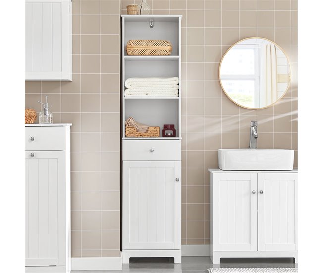 Conforama Mueble Columna de baño Armario Alto baño 161 x 40 x 35 cm BZR17-W SoBuy ES Rebajas de fábrica