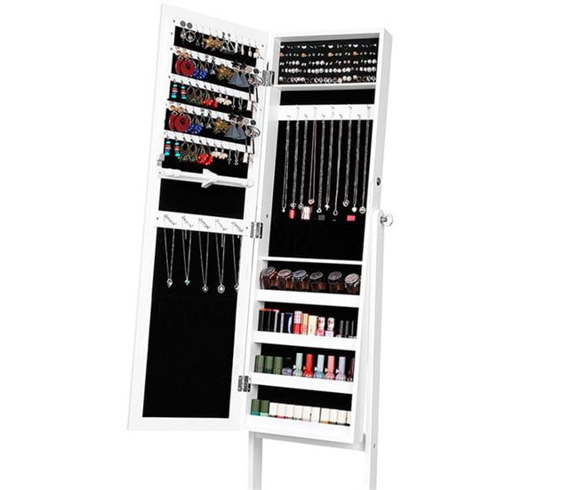 Conforama Espejo joyero de pie Blanco 40 x 155 x 36 cm Tienda