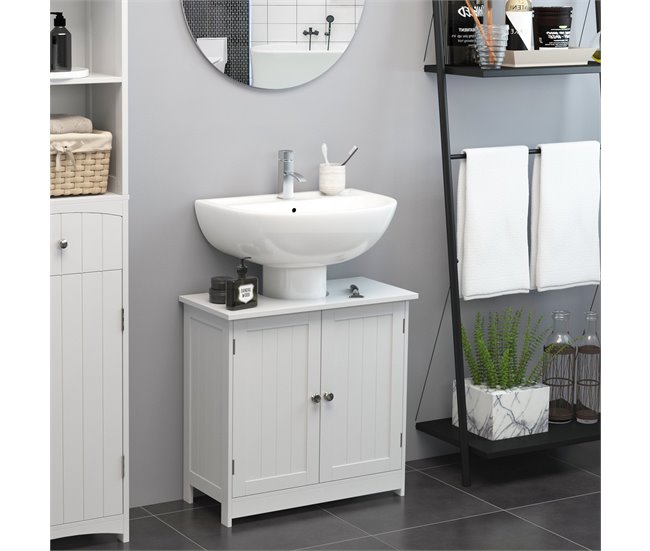 Conforama HOMCOM Mueble para Debajo del Lavabo o Fregadero Armario de Baño de Madera Armario de Almacenaje 60x30x60cm Blanco Tienda