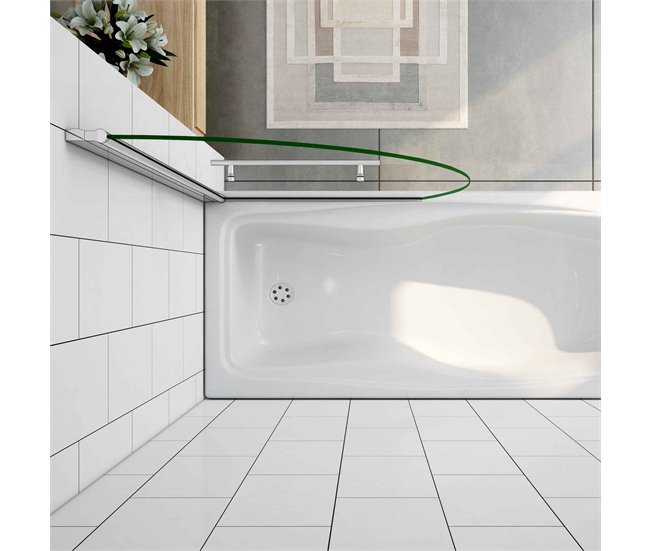 Conforama Mampara de Bañera en Forma Media Luna con un Toallero 40cm Vidrio Templado Antical 8mm Cromado (98-100.5)X150cm Mejor oferta