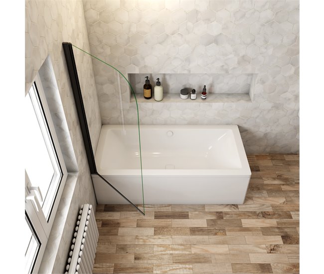 Conforama Mampara de Bañera Abatible Vidrio Templado 5mm Negro Mate (78-80)X140cm Rebajas online