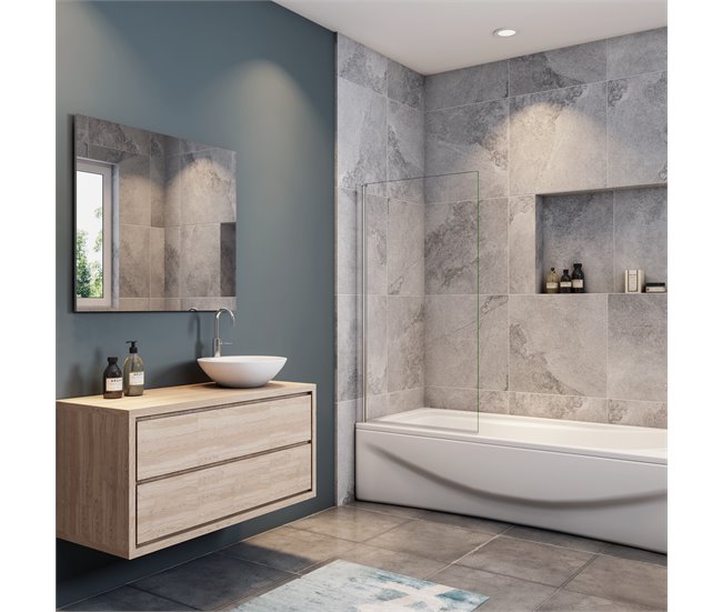 Conforama Mampara de Bañera Abatible Vidrio Templado 6mm Cromado (78-80)X140cm