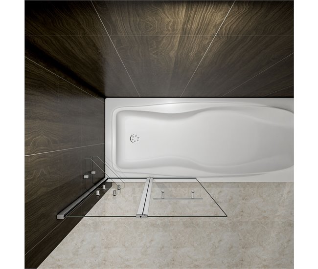 Conforama Mampara de Bañera Abatible Giratoria Vidrio Templado 6 mm Rectangular con 2 Repisas y un Toallero Cromado (99.5-100)X140cm Envío gratis
