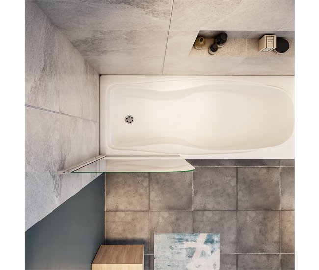 Conforama Mampara de Bañera Abatible Vidrio Templado 6mm Blanco/Gris Mate (78-80)X140cm Oferta especial