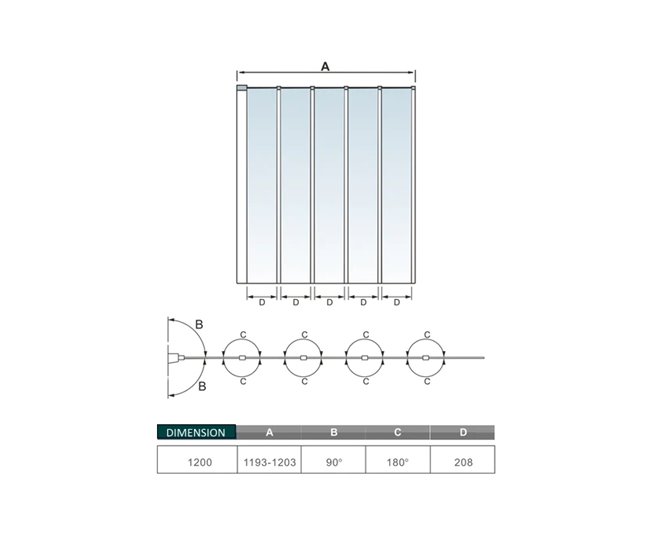 Conforama Mampara de Bañera Plegable Vidrio Templado 4mm Blanco/Gris Mate (119.3-120.3)X140cm Envío gratis