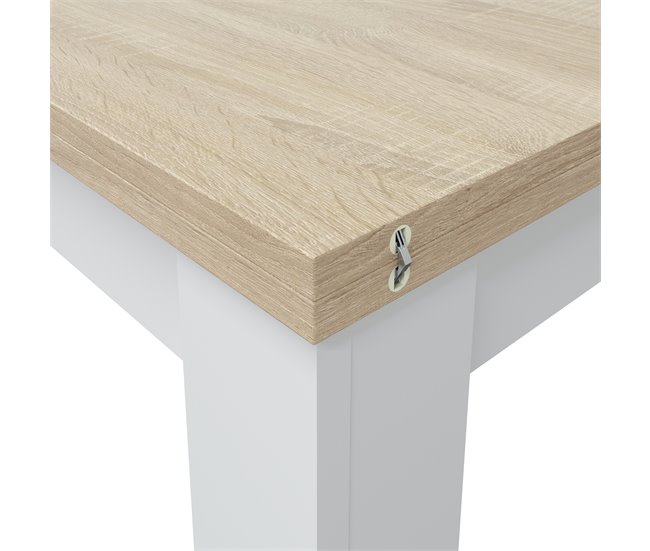 Conforama Mesa de cocina extensible VERNA natural y blanco Rebajas de fin de temporada