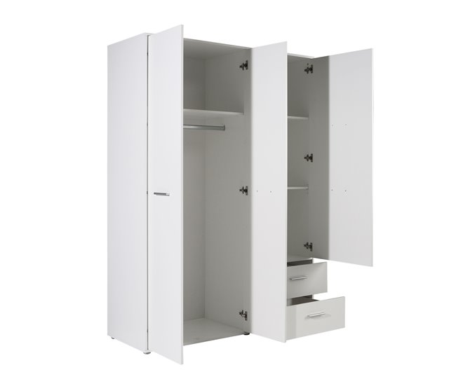 Conforama Armario MOKARIS puertas batientes y 2 cajones 144x200cm blanco Devoluciones gratuitas