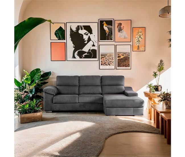 Conforama Chaise longue DANIELA 2 lado derecho color antracita Outlet