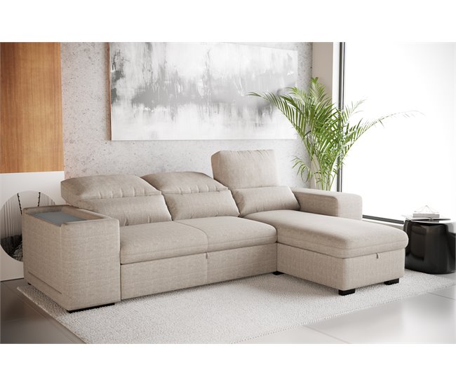 Conforama Chaise longue con cama HOXTON beige Rebajas