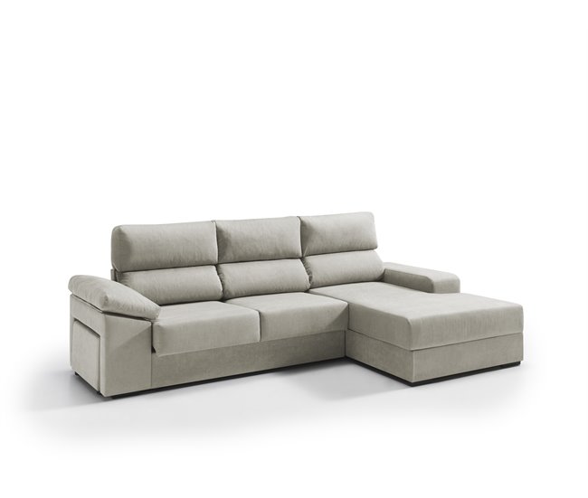 Conforama Chaise longue derecha con arcón RUBIK color beige Venta caliente