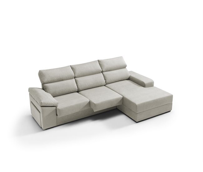 Conforama Chaise longue derecha con arcón RUBIK color beige Venta caliente