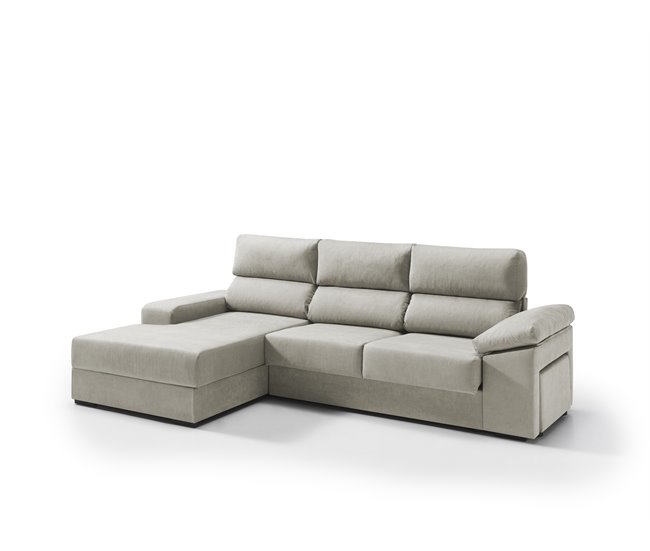 Conforama Chaise longue izquierda con arcón RUBIK color beige Gran oferta