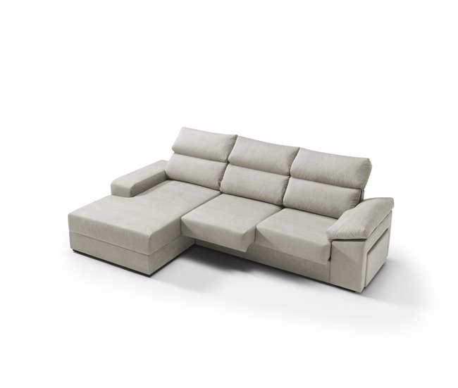 Conforama Chaise longue izquierda con arcón RUBIK color beige Gran oferta