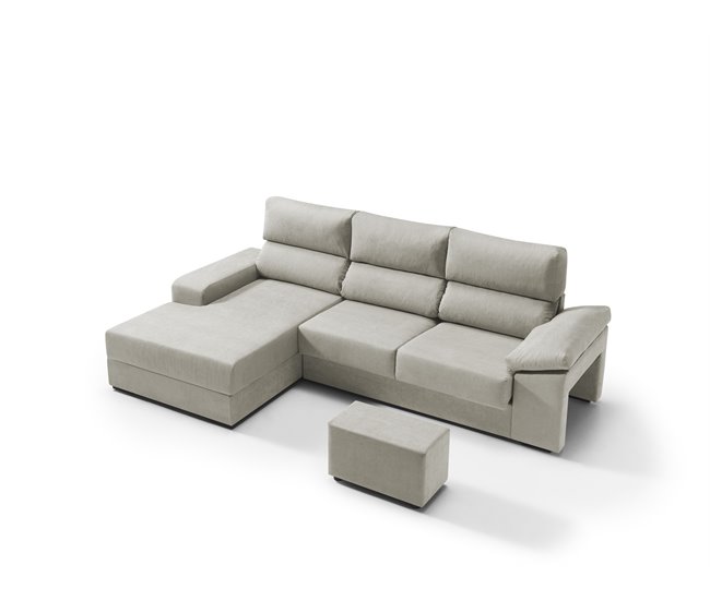 Conforama Chaise longue izquierda con arcón RUBIK color beige Gran oferta