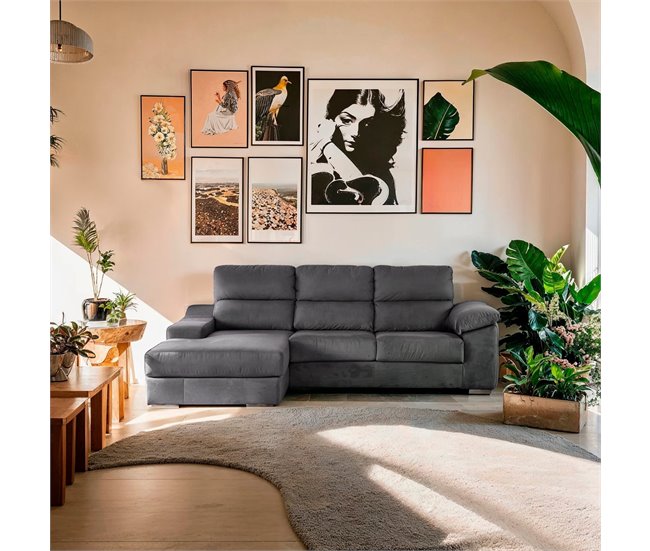 Conforama Chaise longue DANIELA 2 lado izquierdo color antracita Rebajas de fábrica