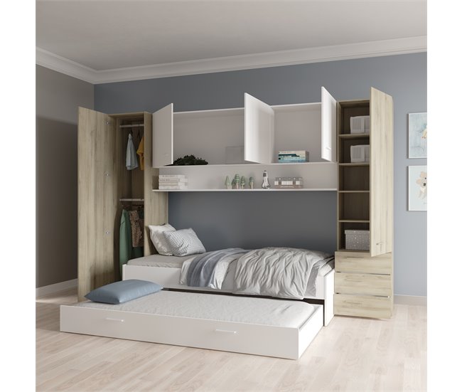 Conforama Puente cama BROOKLYN color roble y blanco Ventas relámpago