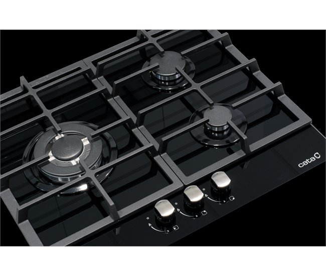 Conforama Placa cristal gas CATA LCI 6021BK 3 zonas 59cm negro Rebajas top