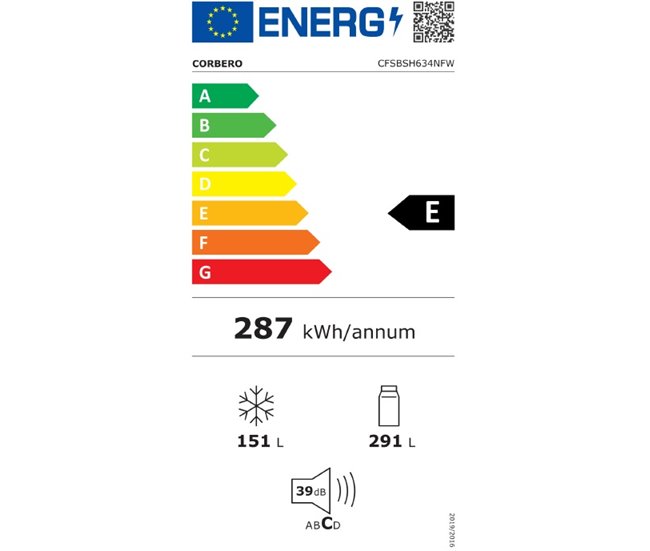 Conforama Frigorífico SBS 177M 442L No Frost Blanco CORBERÓ CFSBSH634NFW Precio de fábrica