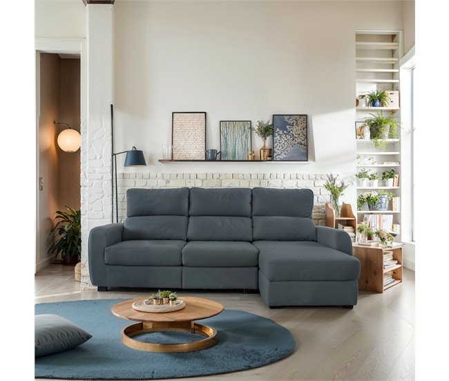 Conforama Chaise longue convertible en cama tela APRIL derecho gris Descuentos del mes
