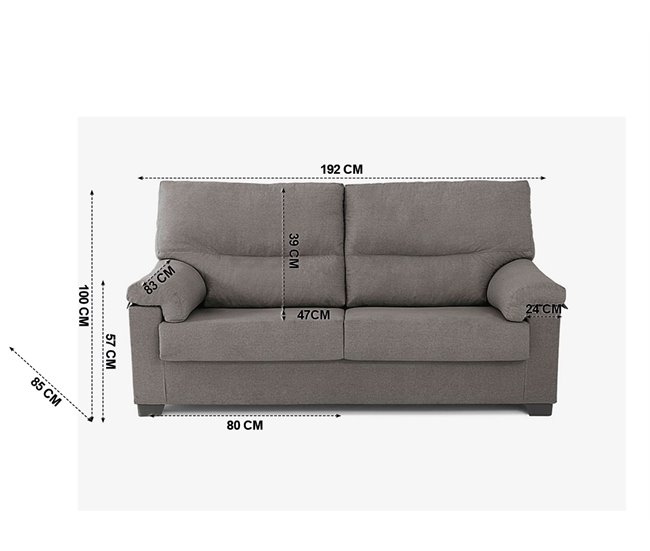 Conforama Sofá de tela 3 plazas ZIP color antracita Oferta exclusiva