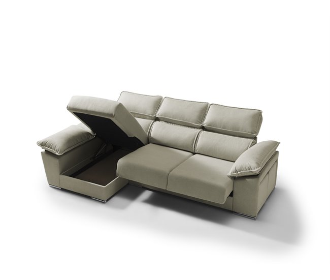 Conforama Chaise longue izquierda con arcon DIWY color beige Descuento por venta flash