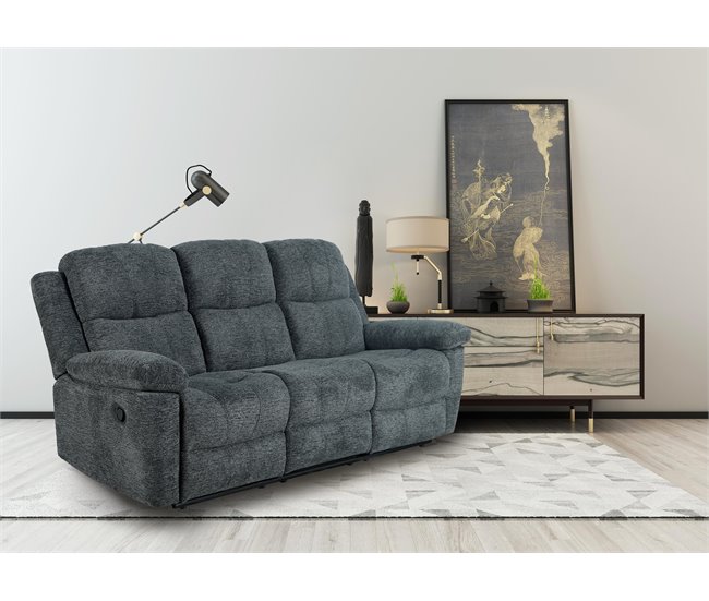 Conforama Sofá ALYSA 3 plazas relax manual gris oscuro Precio ultrabajo