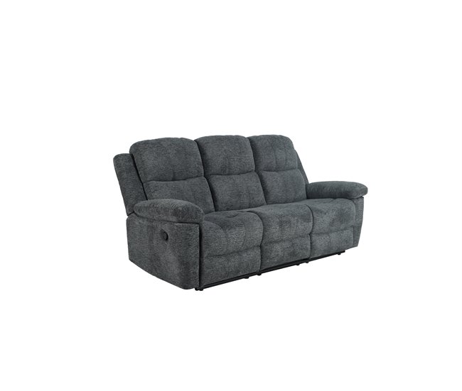 Conforama Sofá ALYSA 3 plazas relax manual gris oscuro Precio ultrabajo