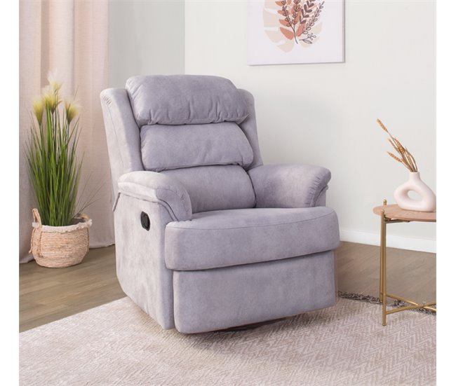 Conforama Sillón relax manual Giratorio NAEL gris claro En oferta