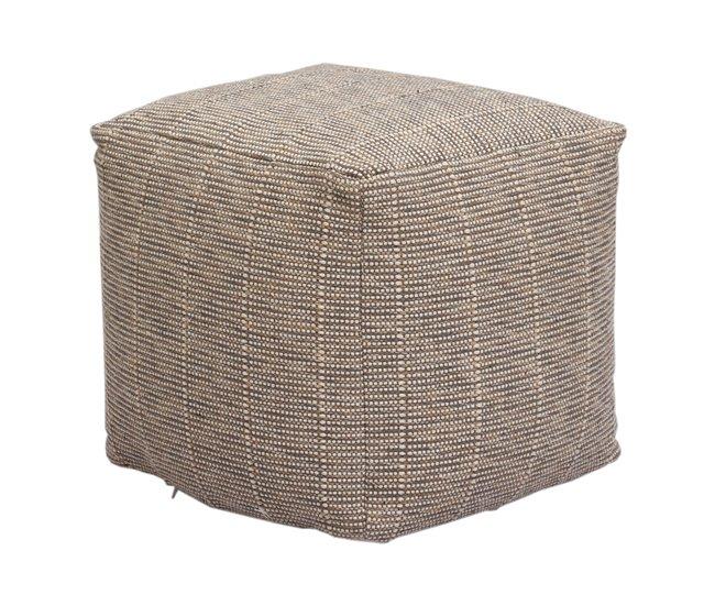 Conforama Puff algodón KAMAU cuadrado marron 45x45cm