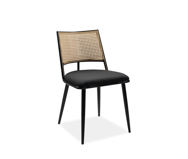 Conforama Silla de comedor LUIGI pack 4 unidades en ratán y negro Descuentos del mes