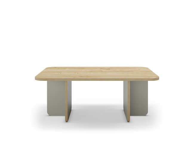 Conforama Mesa de centro rectangular HILLARY roble y verde