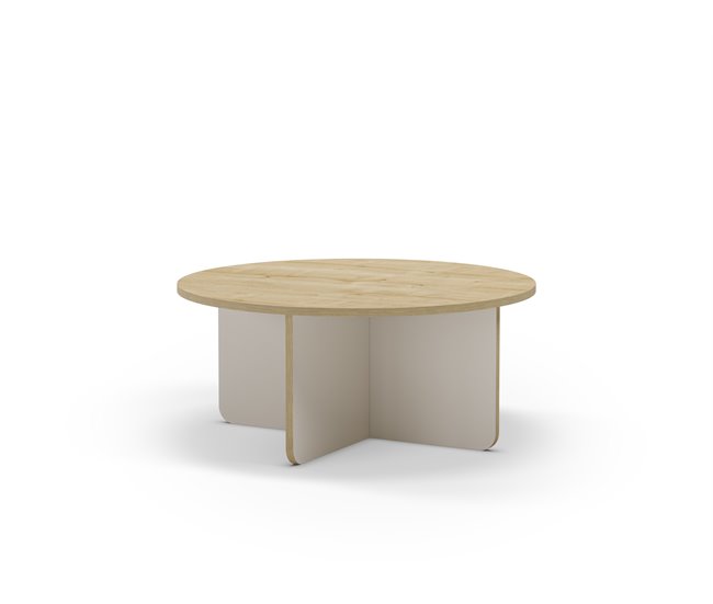 Conforama Mesa de centro redonda HILLARY roble y crema Outlet online