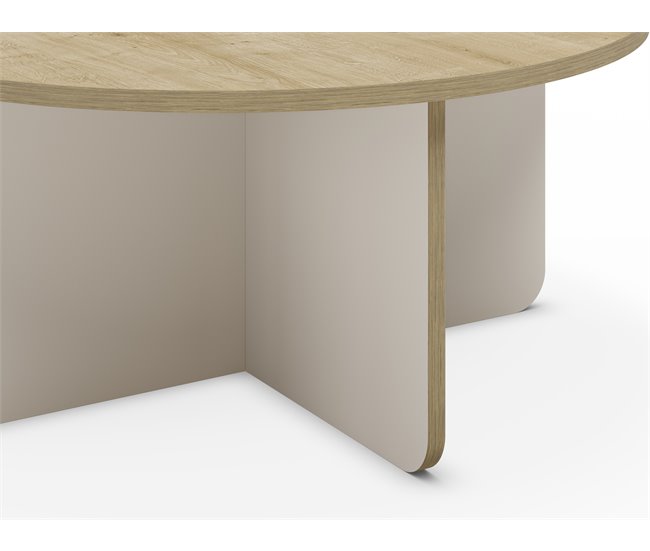 Conforama Mesa de centro redonda HILLARY roble y crema Outlet online