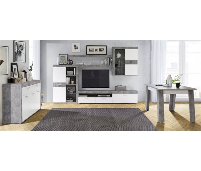 Conforama Mueble de salón AKRON blanco/gris Rebajas baratas