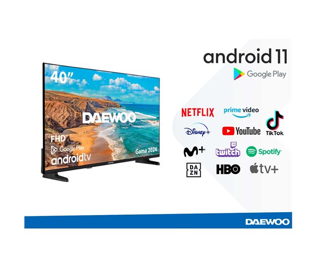 Conforama Televisor Smart TV Daewoo 40DM62FA 40'' Full HD DLED Android 11 E negro Tienda de fábrica