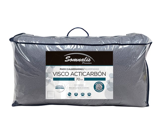 Conforama Pack 2 almohadas VISCO ACTI CARBON 70cm Descuento