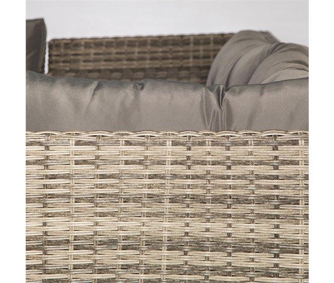 Conforama Set rinconera SEMINYAC III con mesa y puffs marrón Grandes ahorros