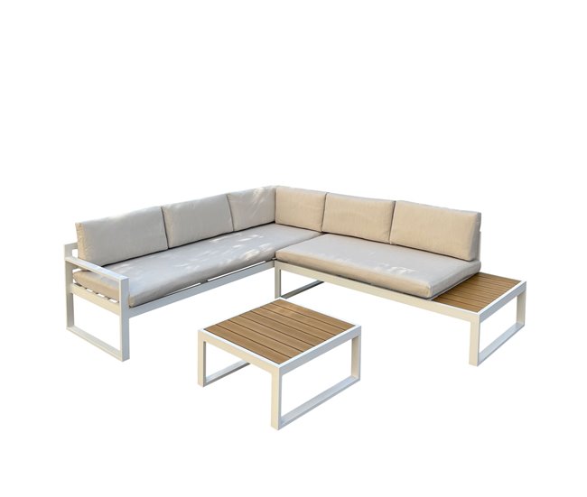 Conforama Set ANNABEL rinconera + mesa de centro color blanco/gris Precio ultrabajo