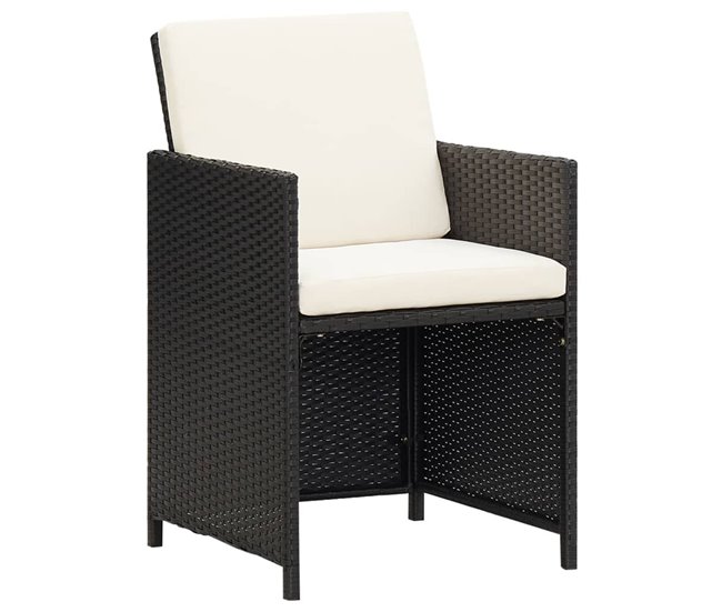 Conforama Juego comedor jardín 9 pzas con cojines ratán sintético negro VidaXL Outlet online