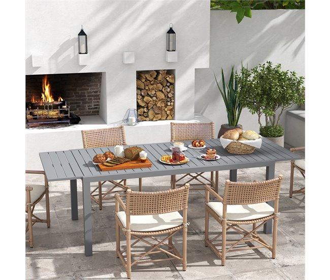 Conforama Outsunny Mesa de Jardín Extensible Mesa de Comedor Exterior Mesa de Terraza Rectangular para 6 -8 Personas con Marco de Aluminio Carga 50 kg para Balcón 180/240x94x73 cm Gris Oscuro Ofertas