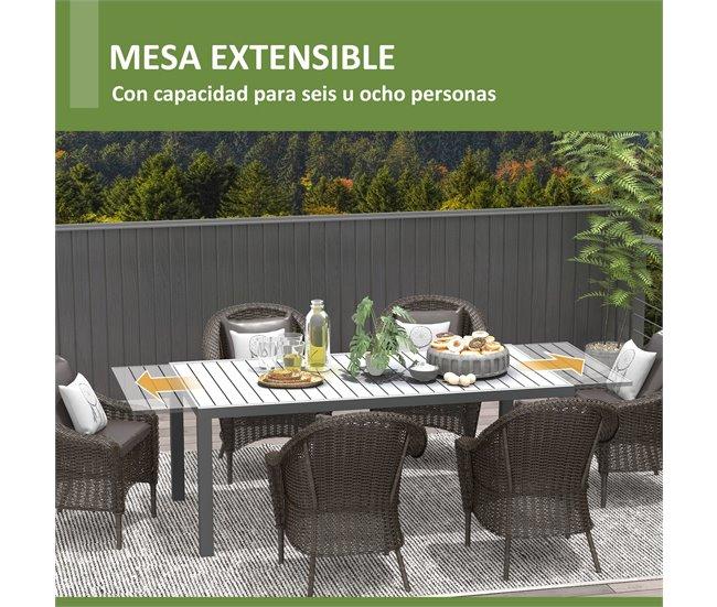 Conforama Outsunny Mesa de Jardín Extensible Mesa de Comedor Exterior Mesa de Terraza Rectangular para 6 -8 Personas con Marco de Aluminio Carga 50 kg para Balcón 180/240x94x73 cm Gris Oscuro Ofertas