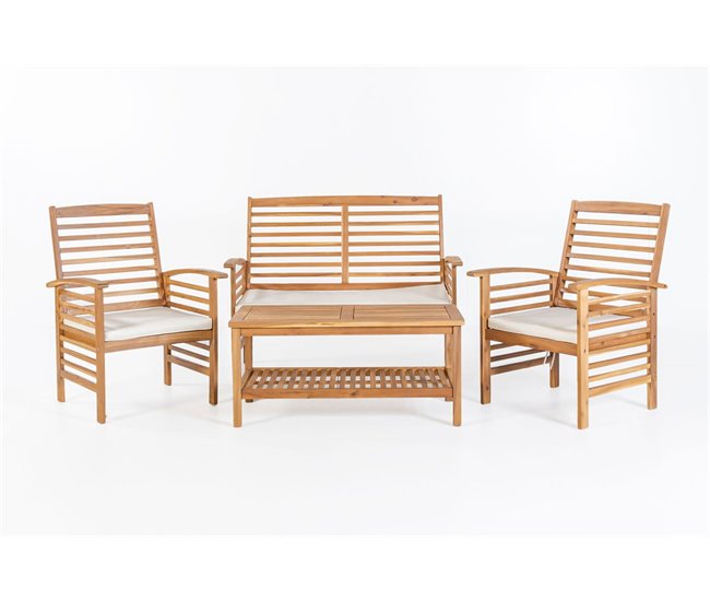 Conforama Set BAHAMAS sofá 2 plazas + 2 sillones + mesa natural Venta caliente