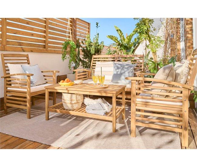 Conforama Set BAHAMAS sofá 2 plazas + 2 sillones + mesa natural Venta caliente