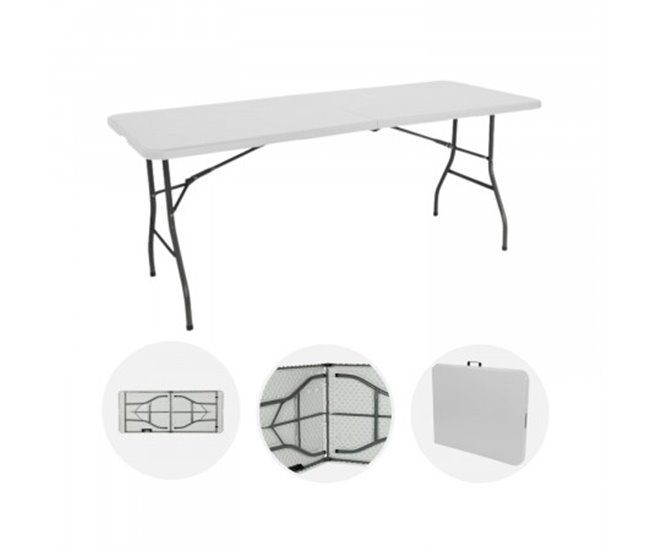 Conforama Mesa Plegable 240cm Blanca + Funda Catering 7house Gran oferta